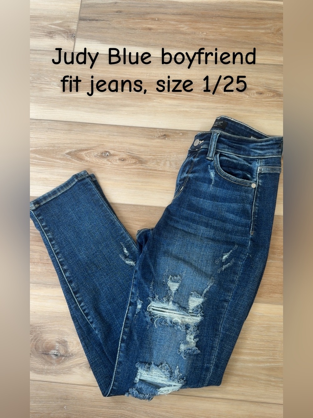 Judy Blue Dark Wash Distressed Boyfriend Jeans
